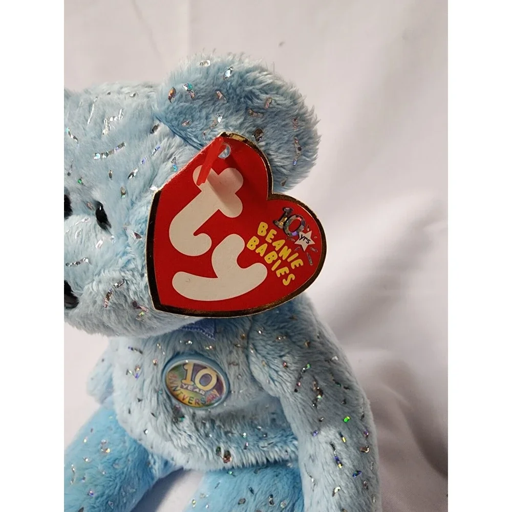 TY Beanie Baby Decade  Light Blue 10 Year Anniversary Bear  Birthday Jan 22 2003